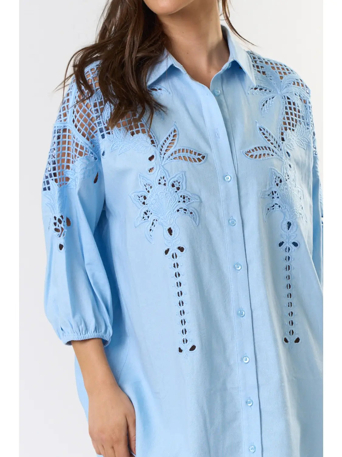 Blue Skies Button Up Shirt Dress