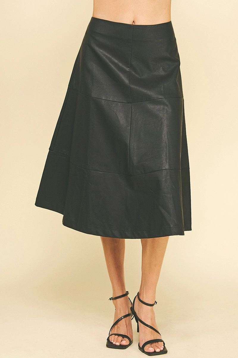 Faux Leather A-Line Skirt