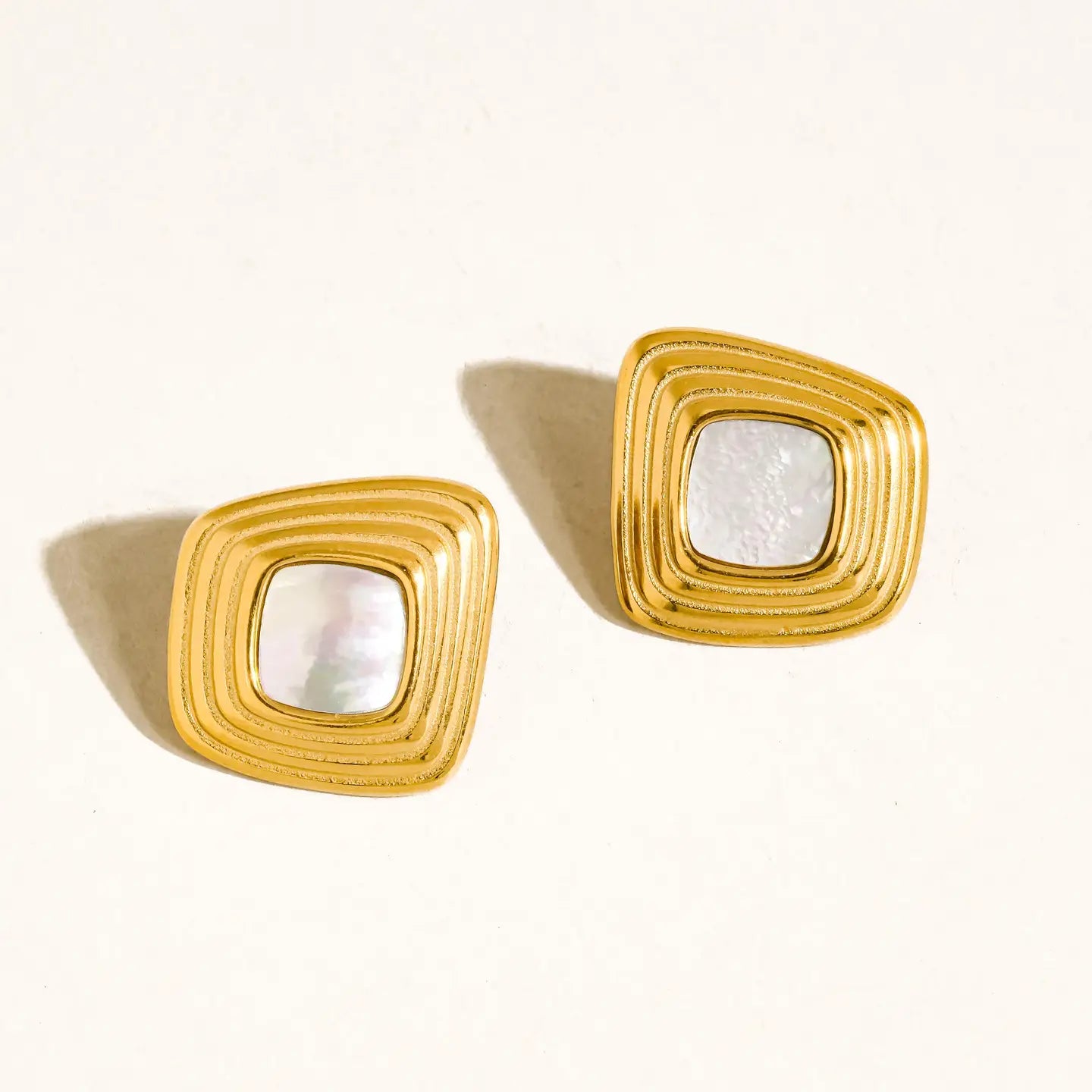 Solenne Square Earrings In Classic Black or Crisp White