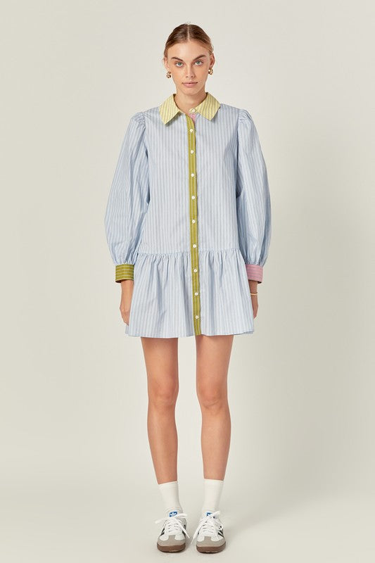 Light Blue Multi Mini Dress