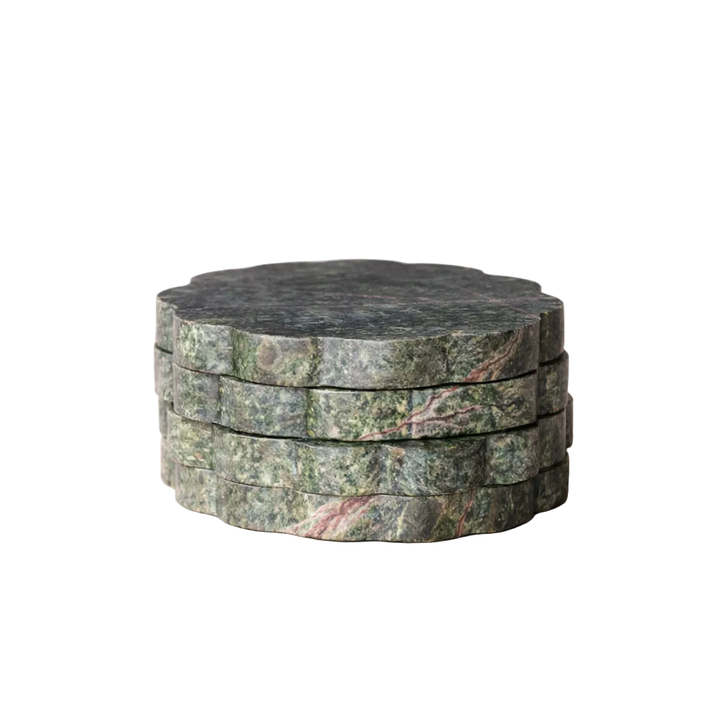 Green Marble Scalloped Coasters