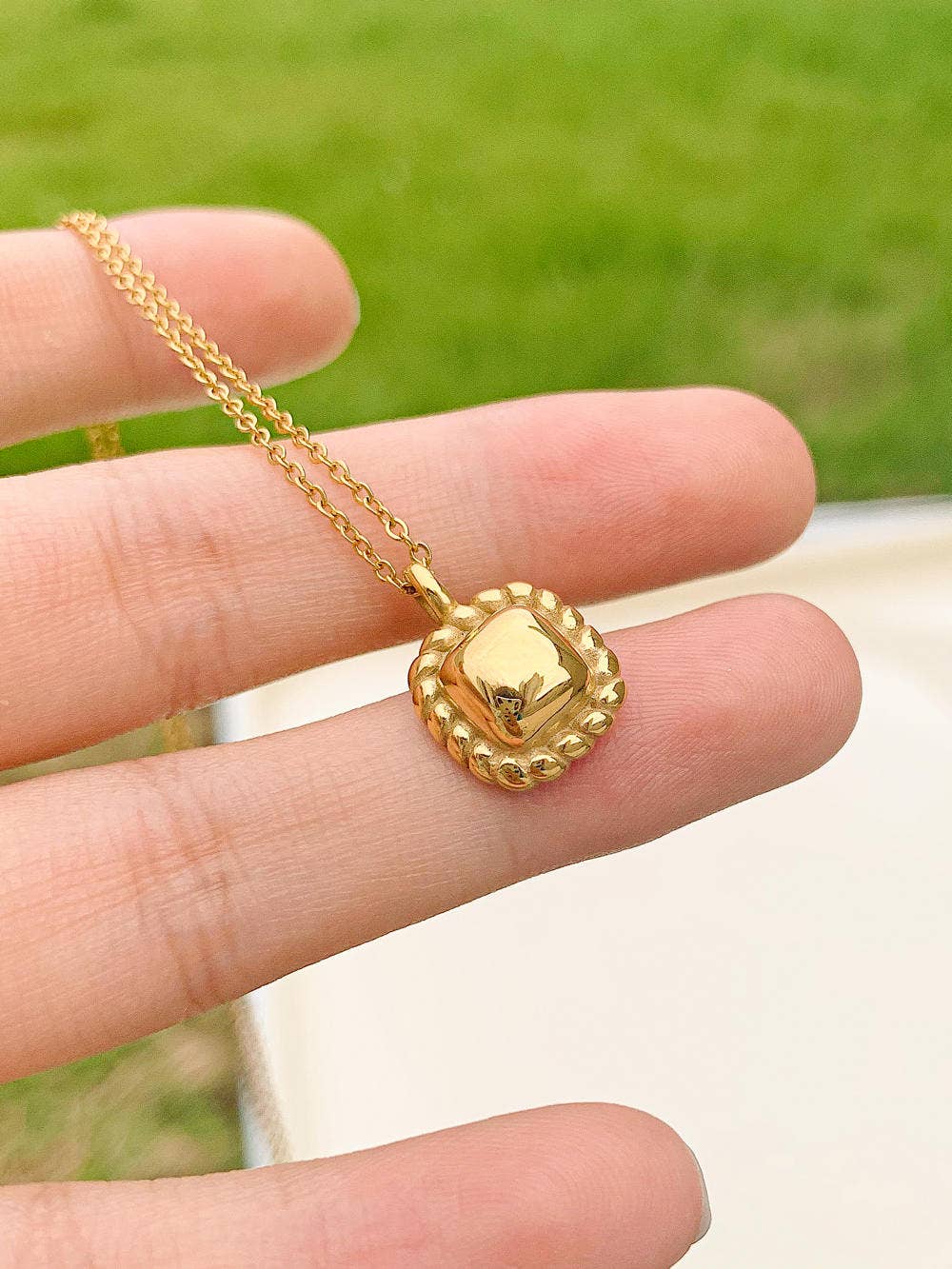 The Orla Gold Square Pendant Necklace