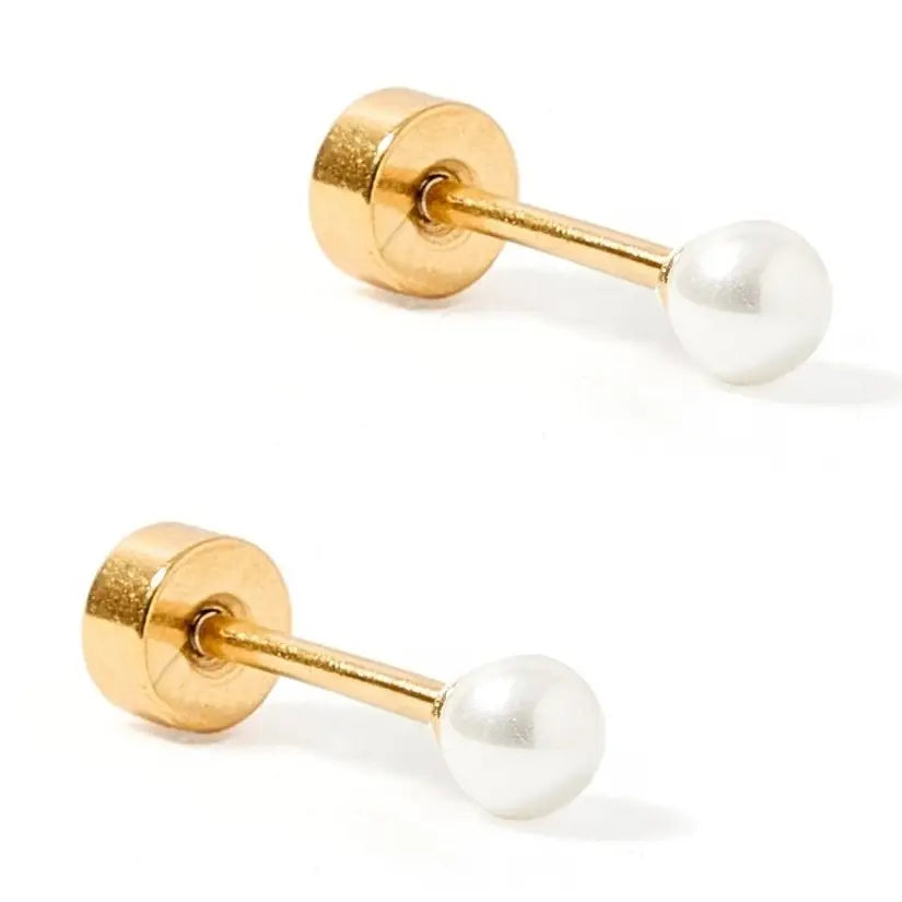 Paige Pearl Screwback Stud Earrings