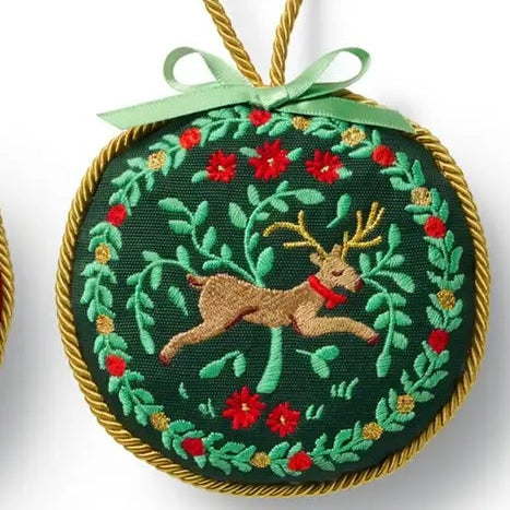 Christmas Reindeer Embroidered Ornament