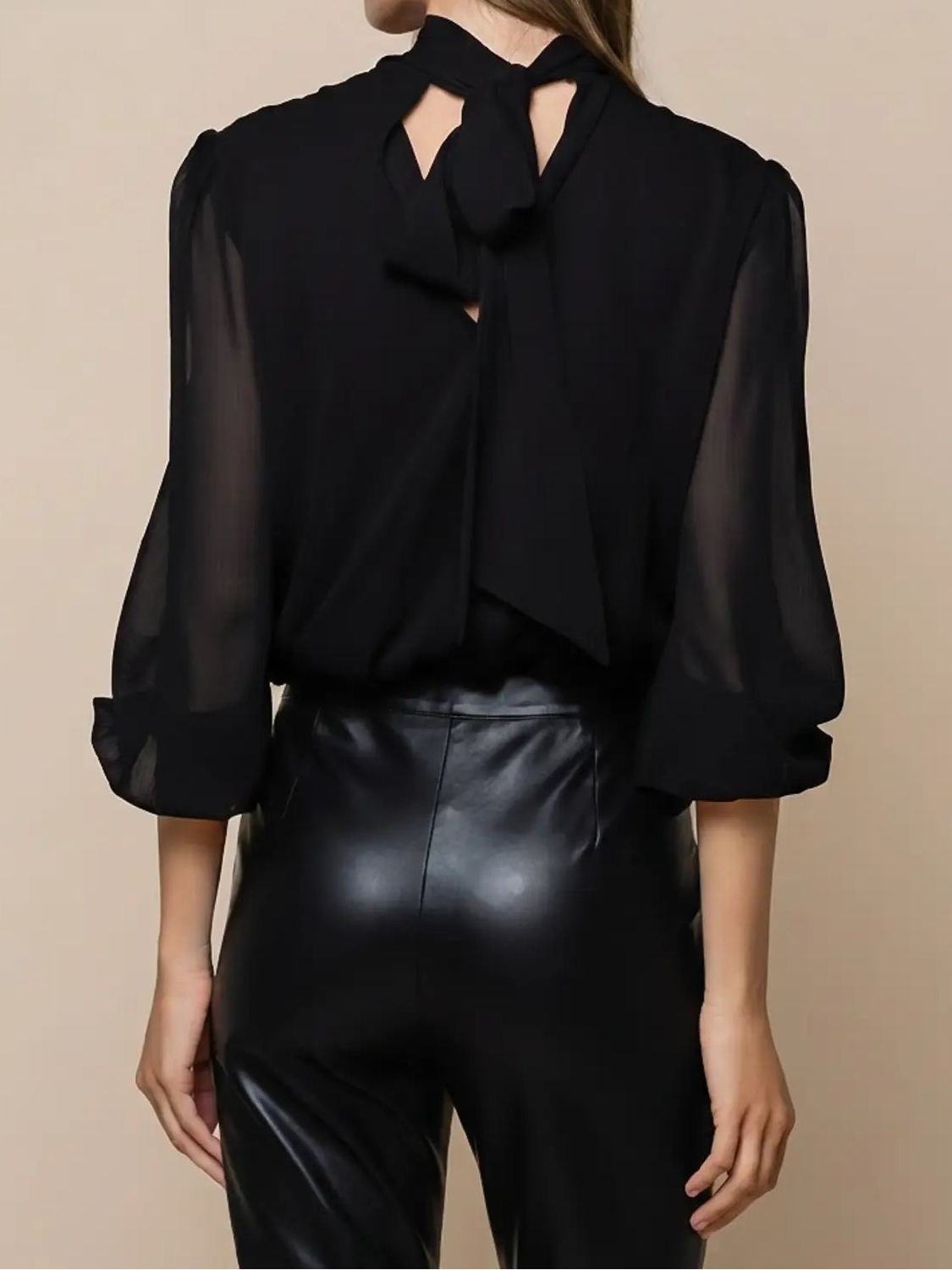 Katherine Mock Neck Blouse | Black