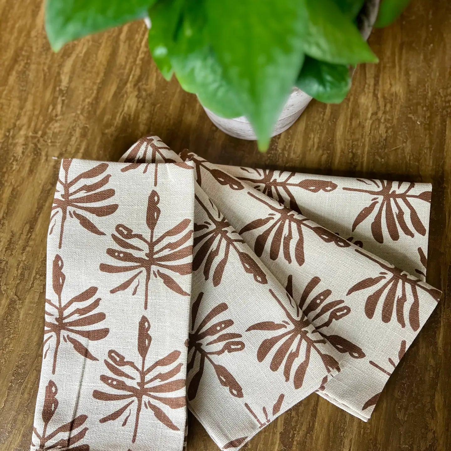 Gathered Garden Napkins in Moss Green- Set of 4
