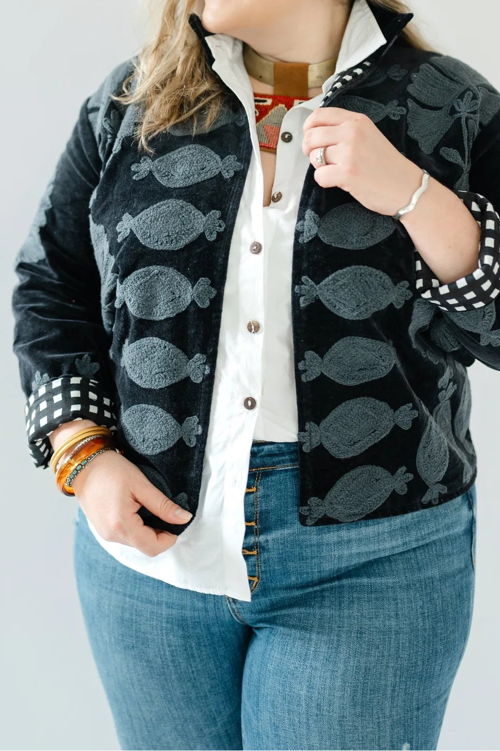 Eleanor James Pepper Crew Jacket – Black