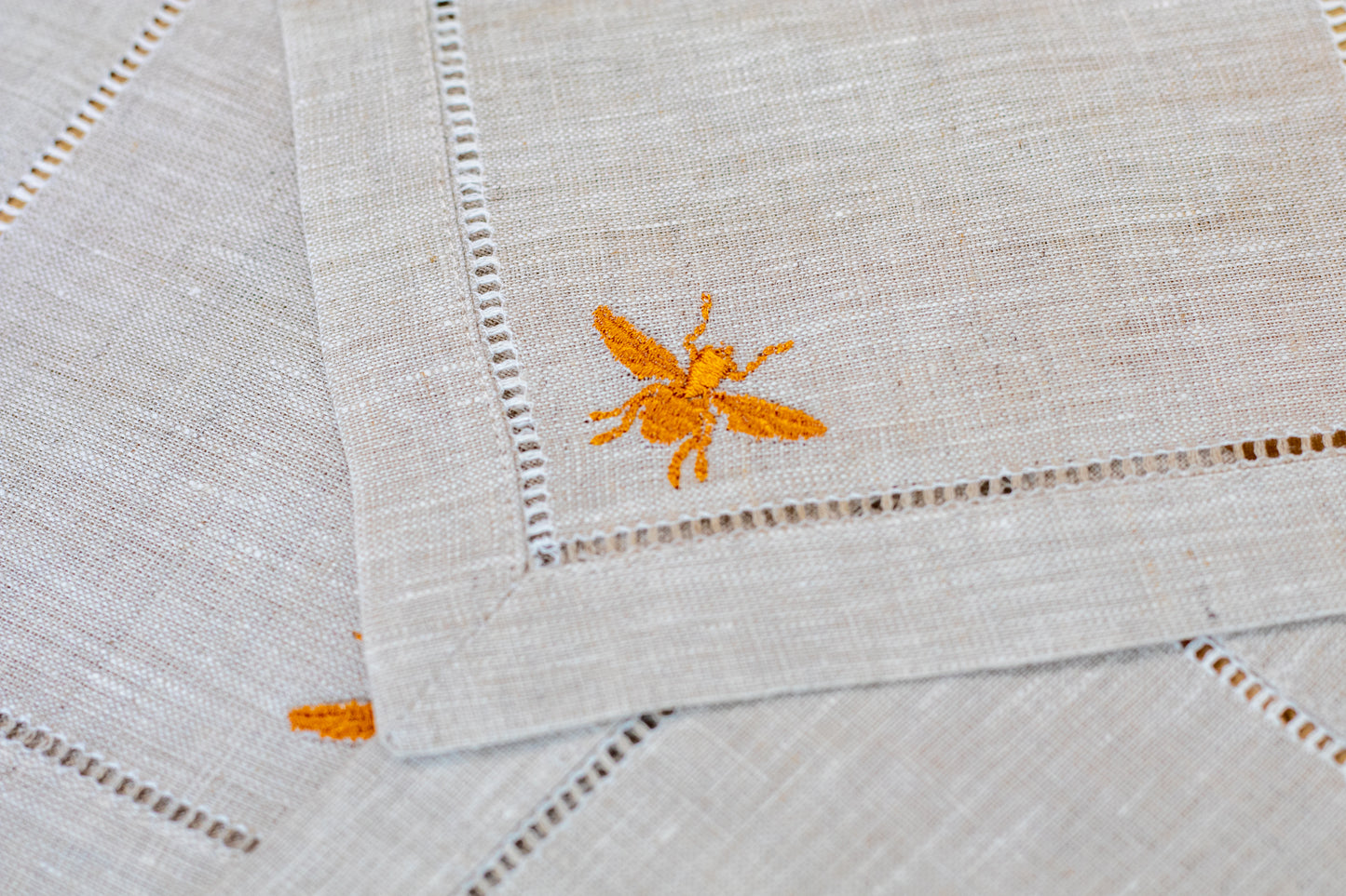 Bee Linen Coasters, Set of Four