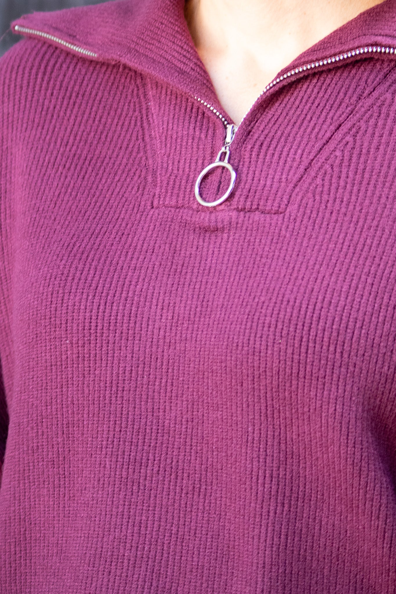 Merlot Half Zip Sweater