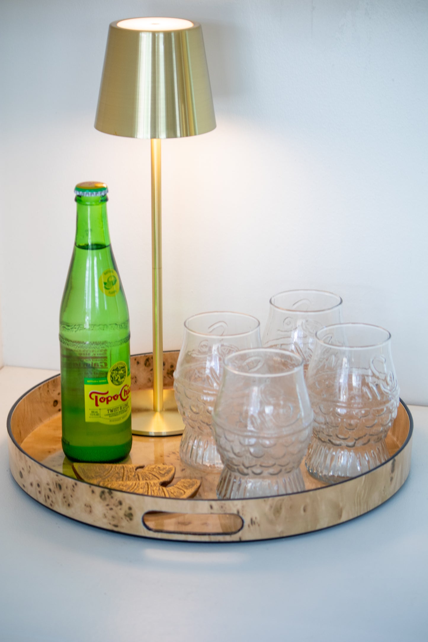 Burled Wood Pattern Round Tray