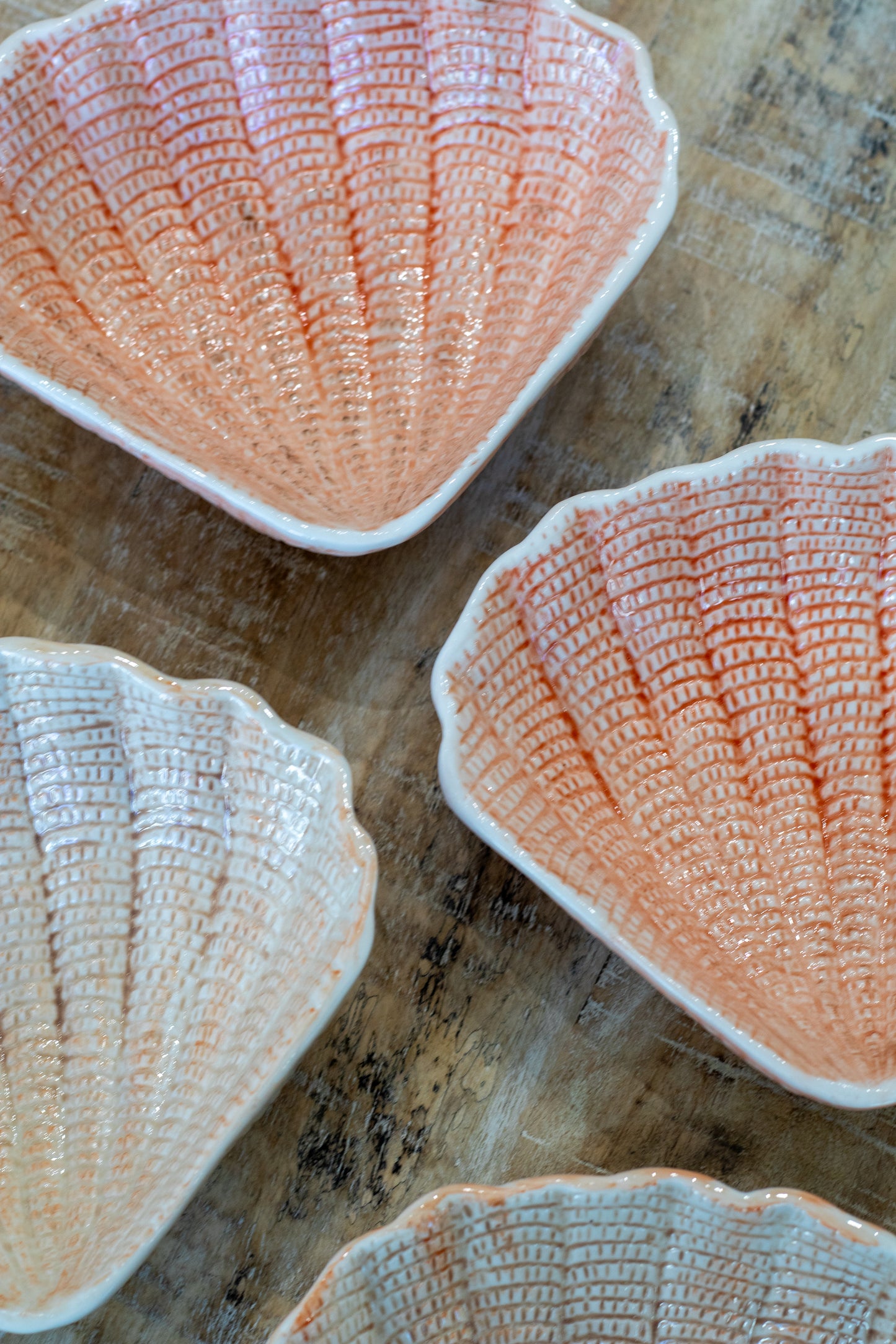 Hand-Painted Stoneware Shell Bowl