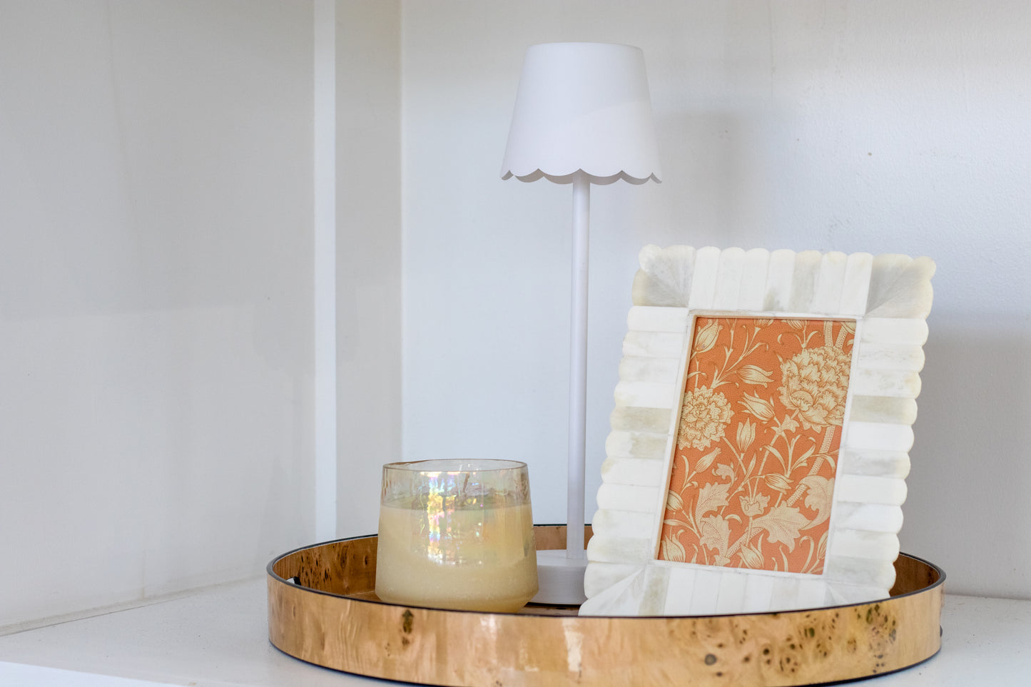 Burled Wood Pattern Round Tray