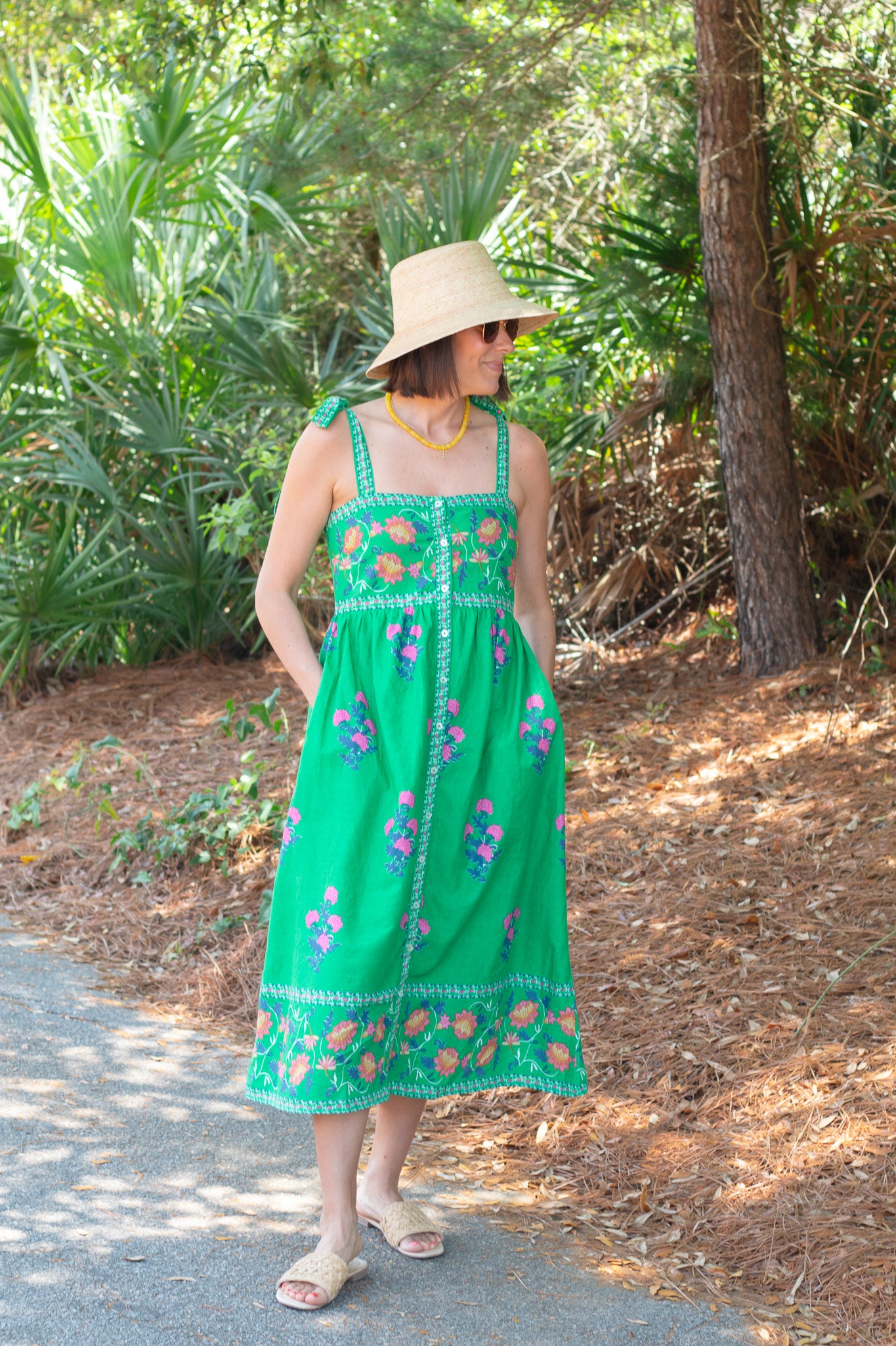 Palm Petal Tie Strap Dress
