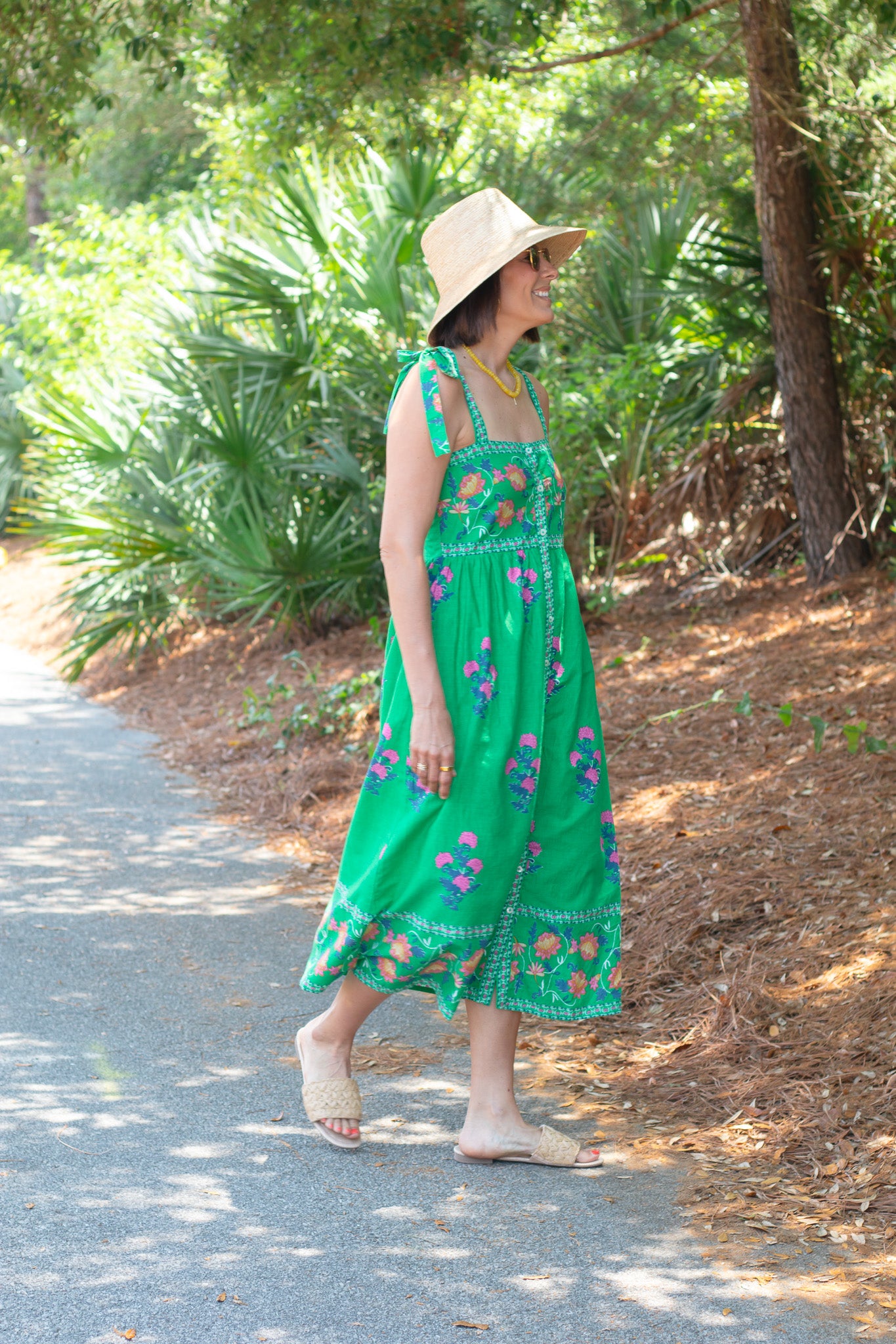 Palm Petal Tie Strap Dress