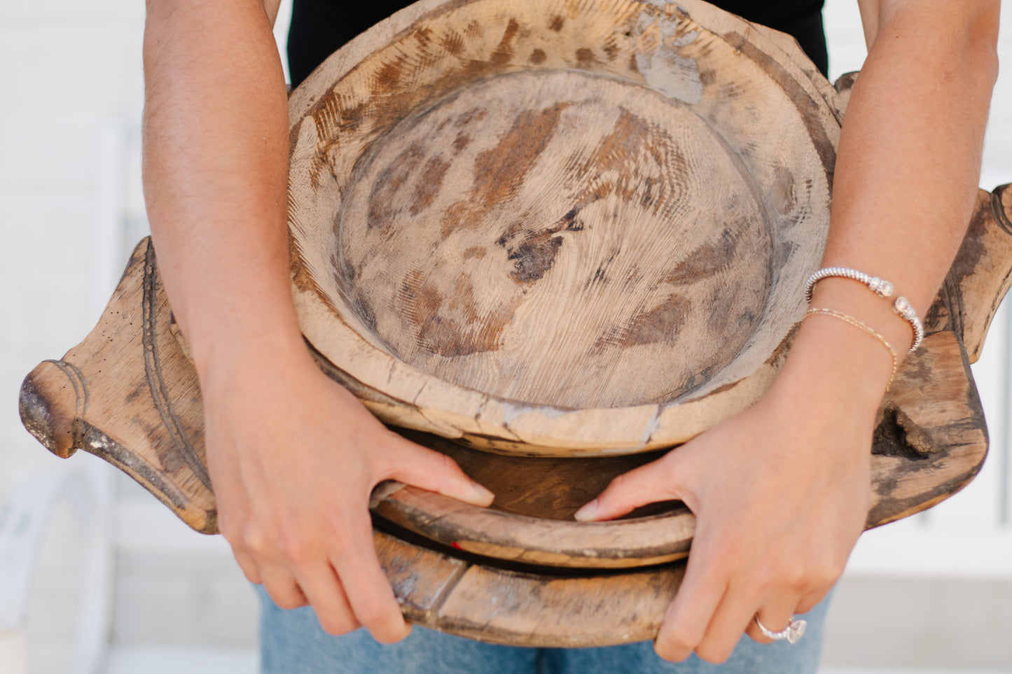 Vintage Natural Dough Bowl
