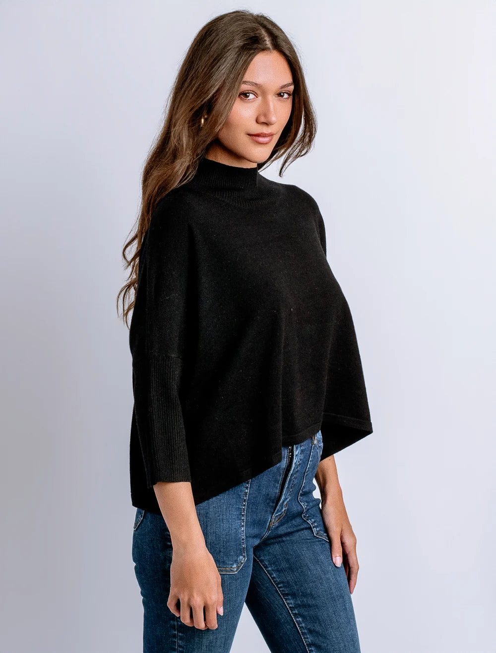 The Margot Mock Neck Sweater In Black