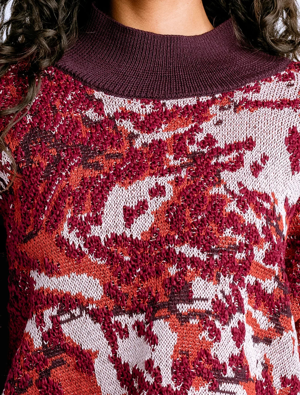 Atomos Abstract Knit Mock Neck Sweater – Cherry Blossom