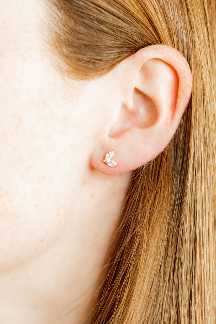 Nova Pear Screwback Stud Earrings | Gold & Silver