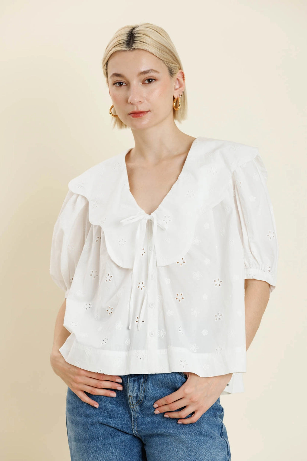 The Clara Scalloped Collar Blouse