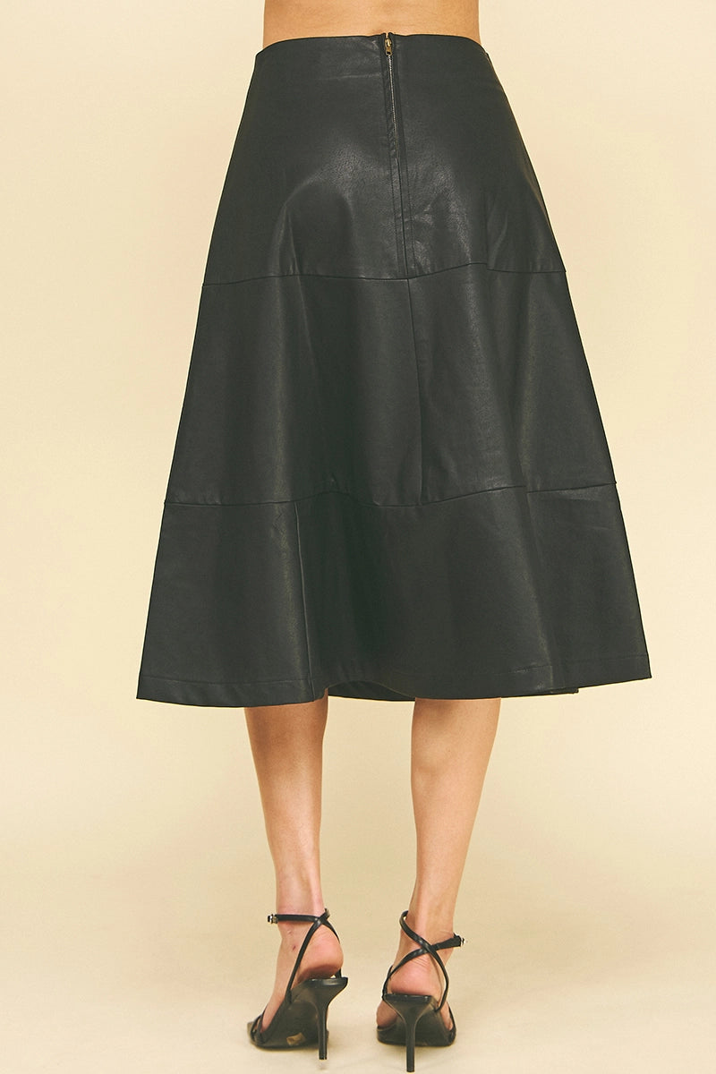 Faux Leather A-Line Skirt