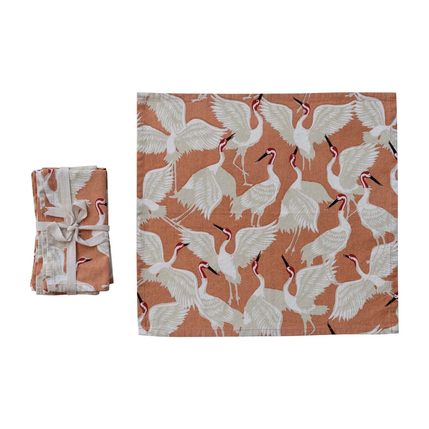 Crane Pattern Cloth Napkins, Set of 4
