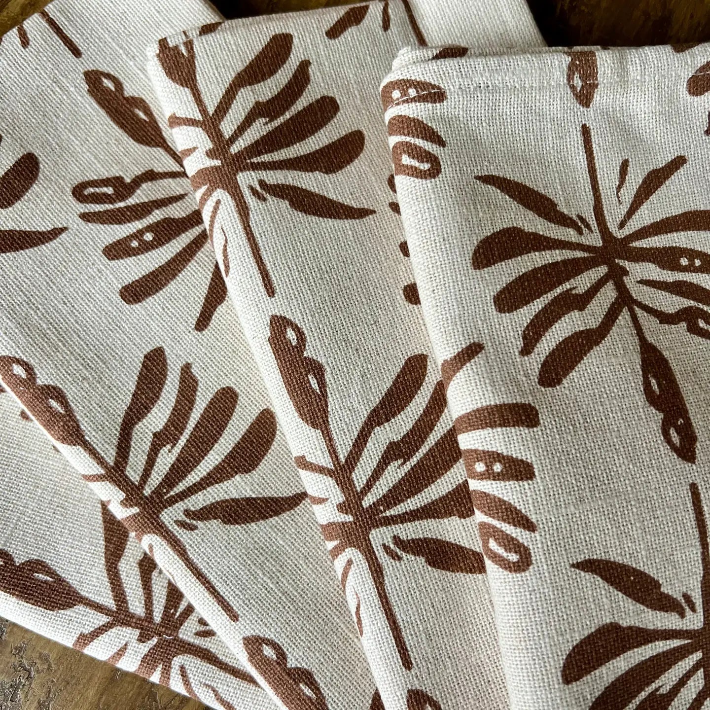 Gathered Garden Napkins in Moss Green- Set of 4