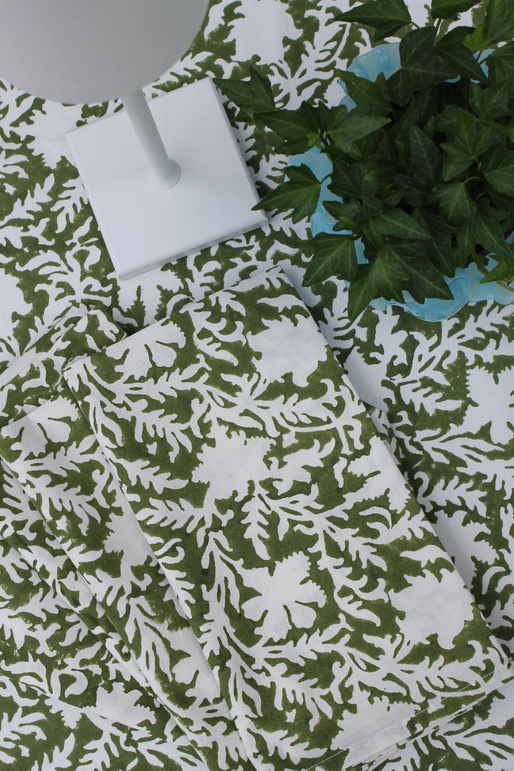 Pressed Florals Tablecloth In Olive