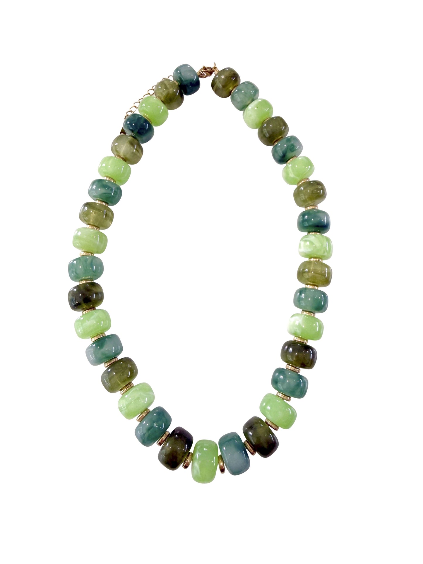 multi color green beaded necklace