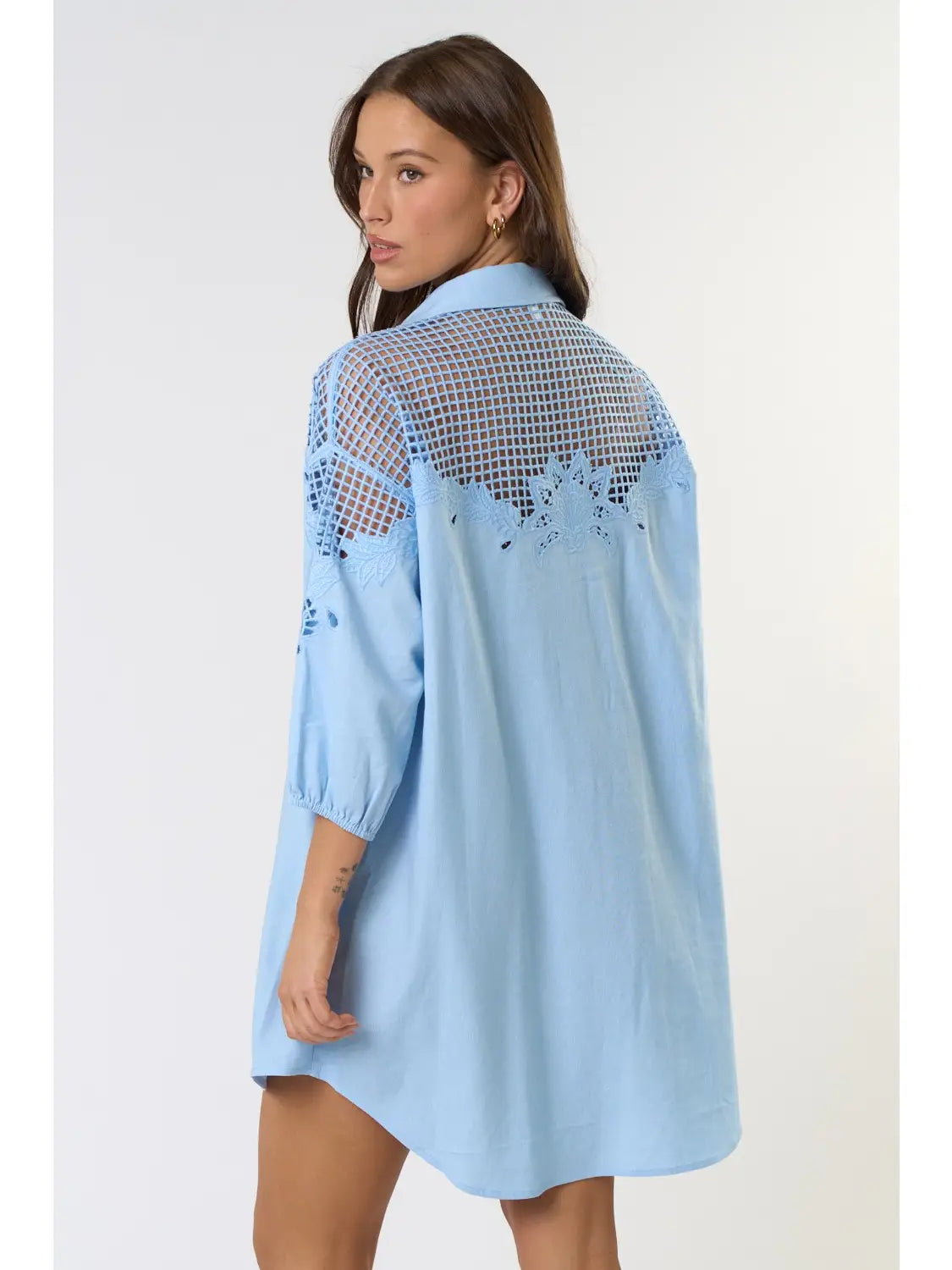 Blue Skies Button Up Shirt Dress