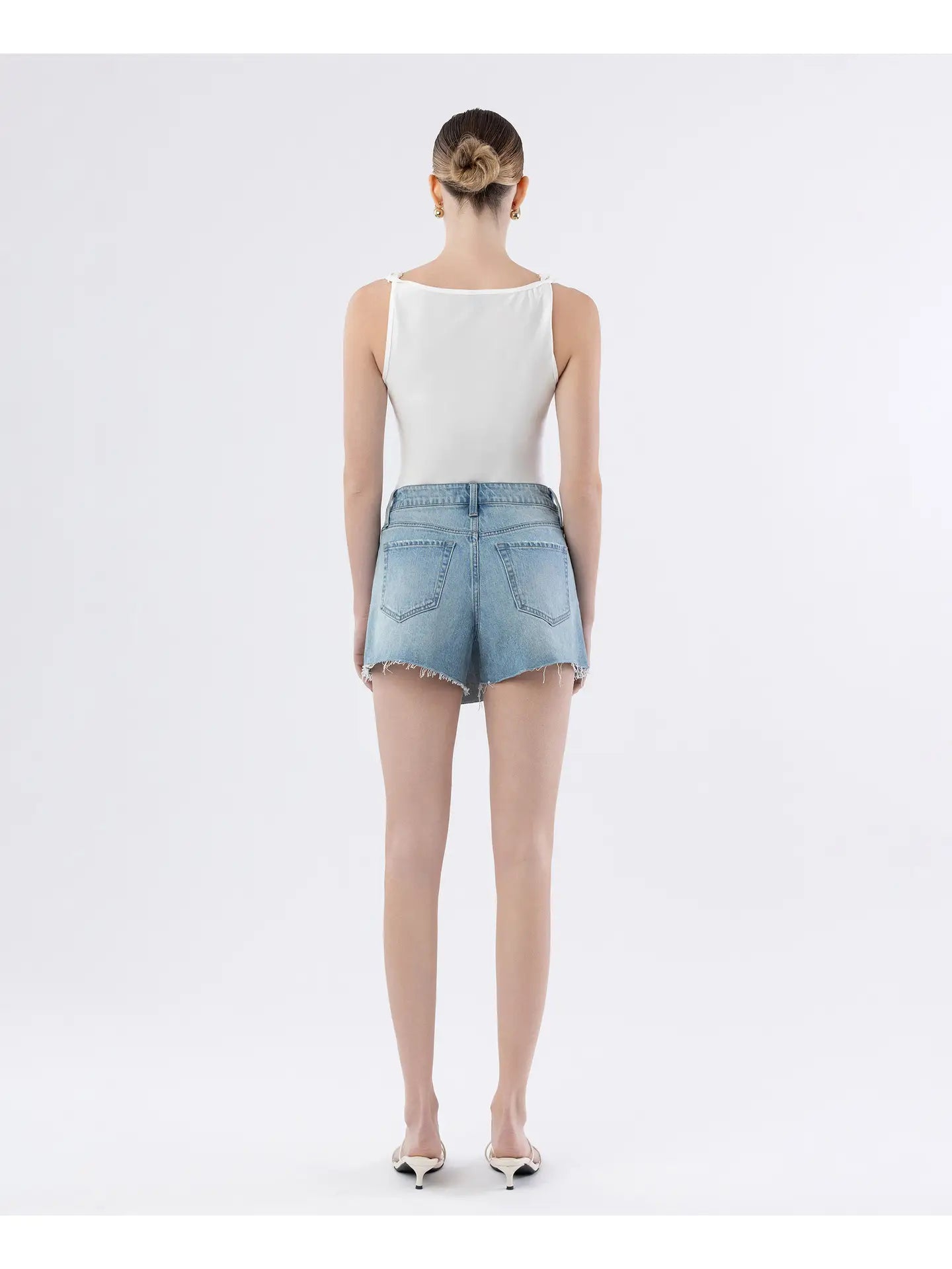 High Rise Denim Wrap Skort