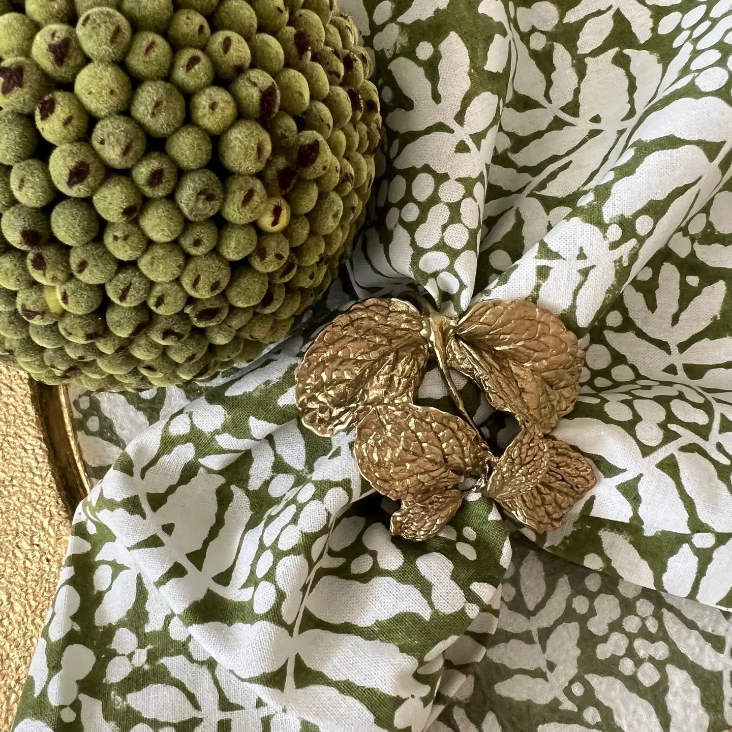 Gathered Garden Napkins in Moss Green- Set of 4