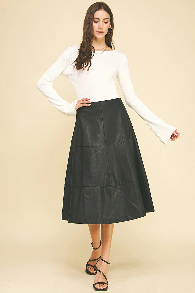 Faux Leather A-Line Skirt