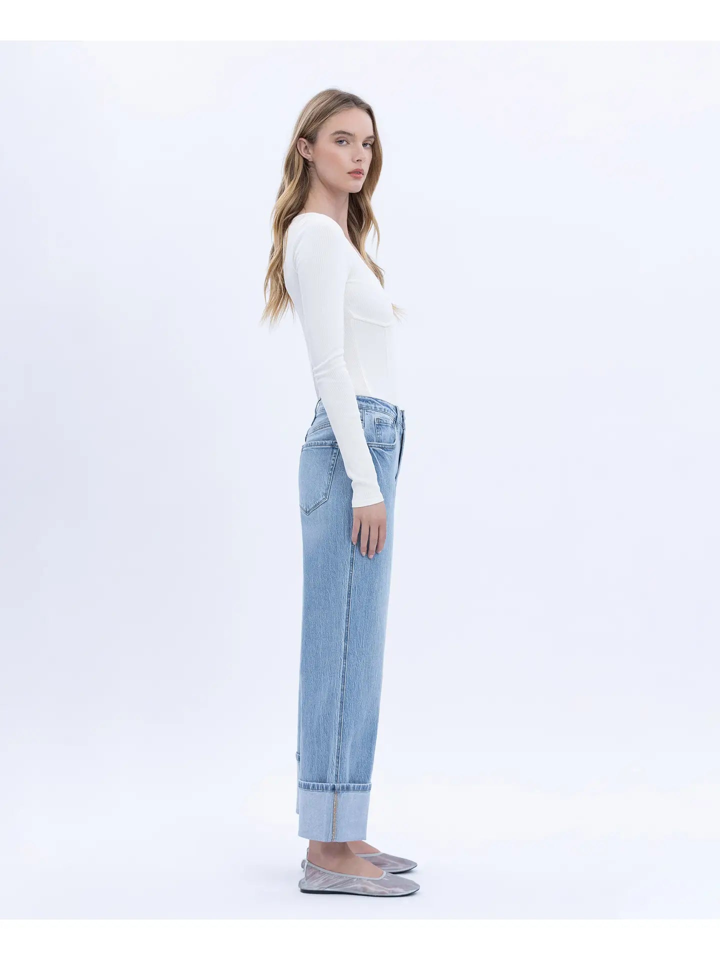 Super High Rise Cuffed Baggy Straight Jeans