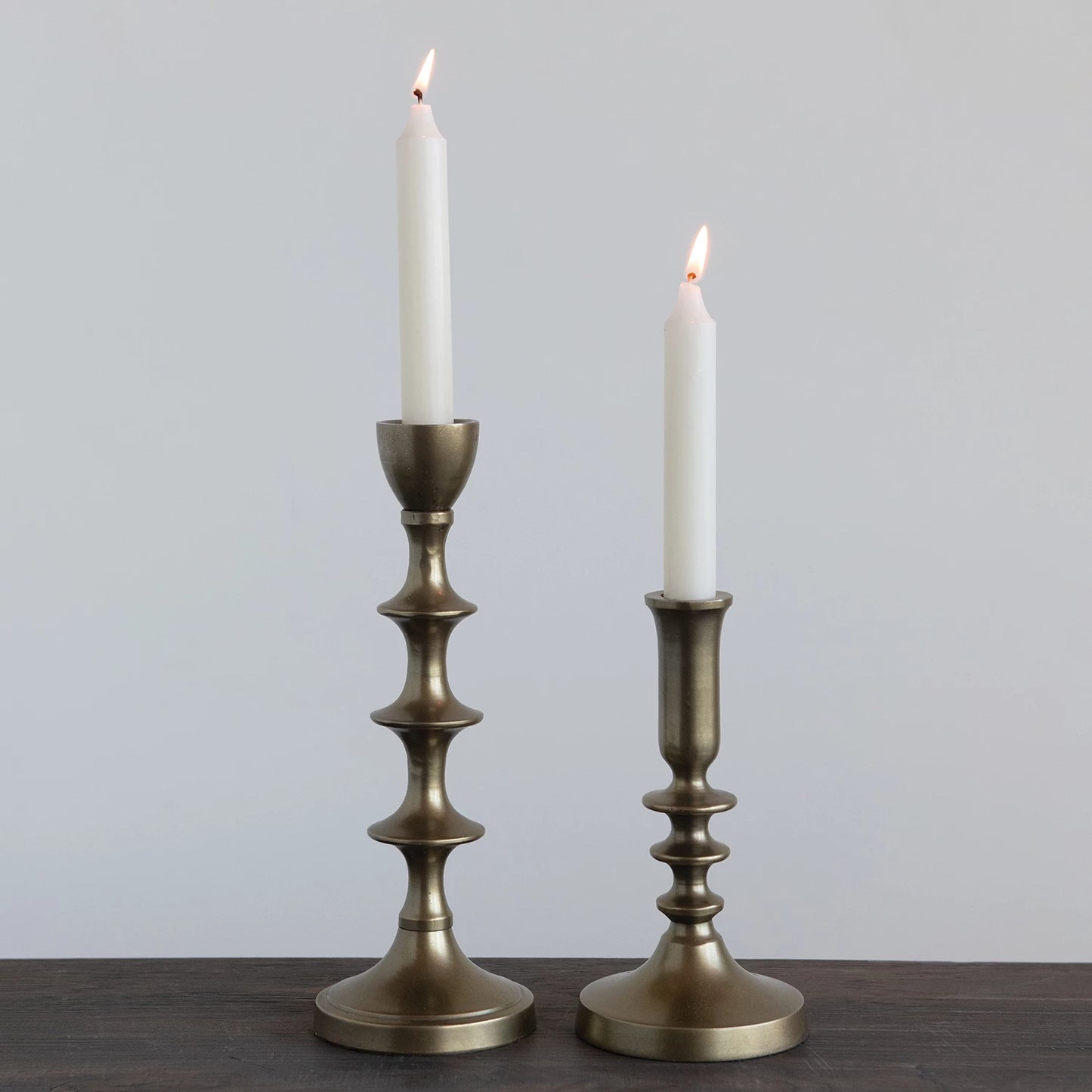 Metal Taper Holders with Antique Finish (Two Sizes)