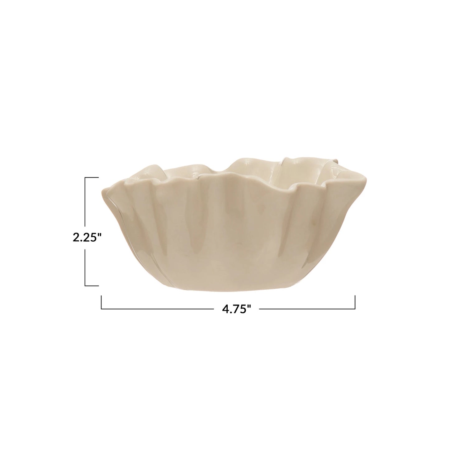 White Stoneware Fluted Bowl- Small