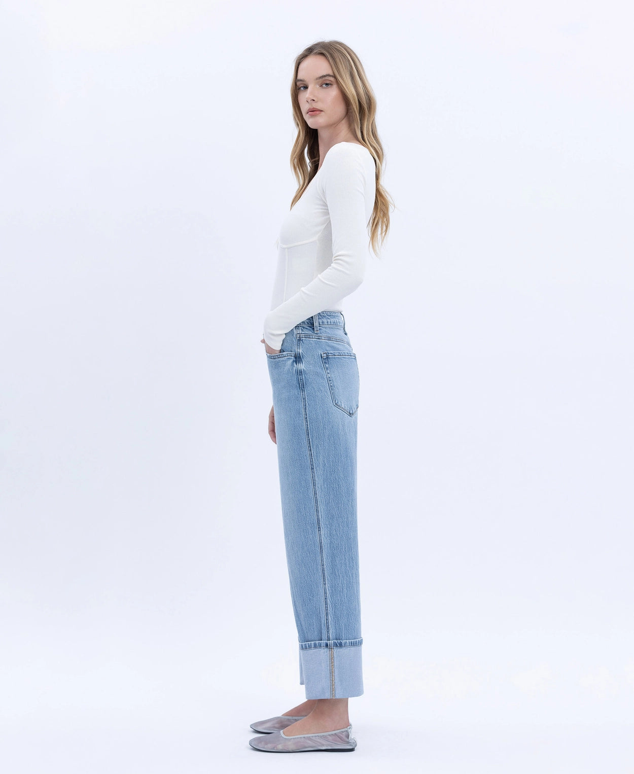 Super High Rise Cuffed Baggy Straight Jeans