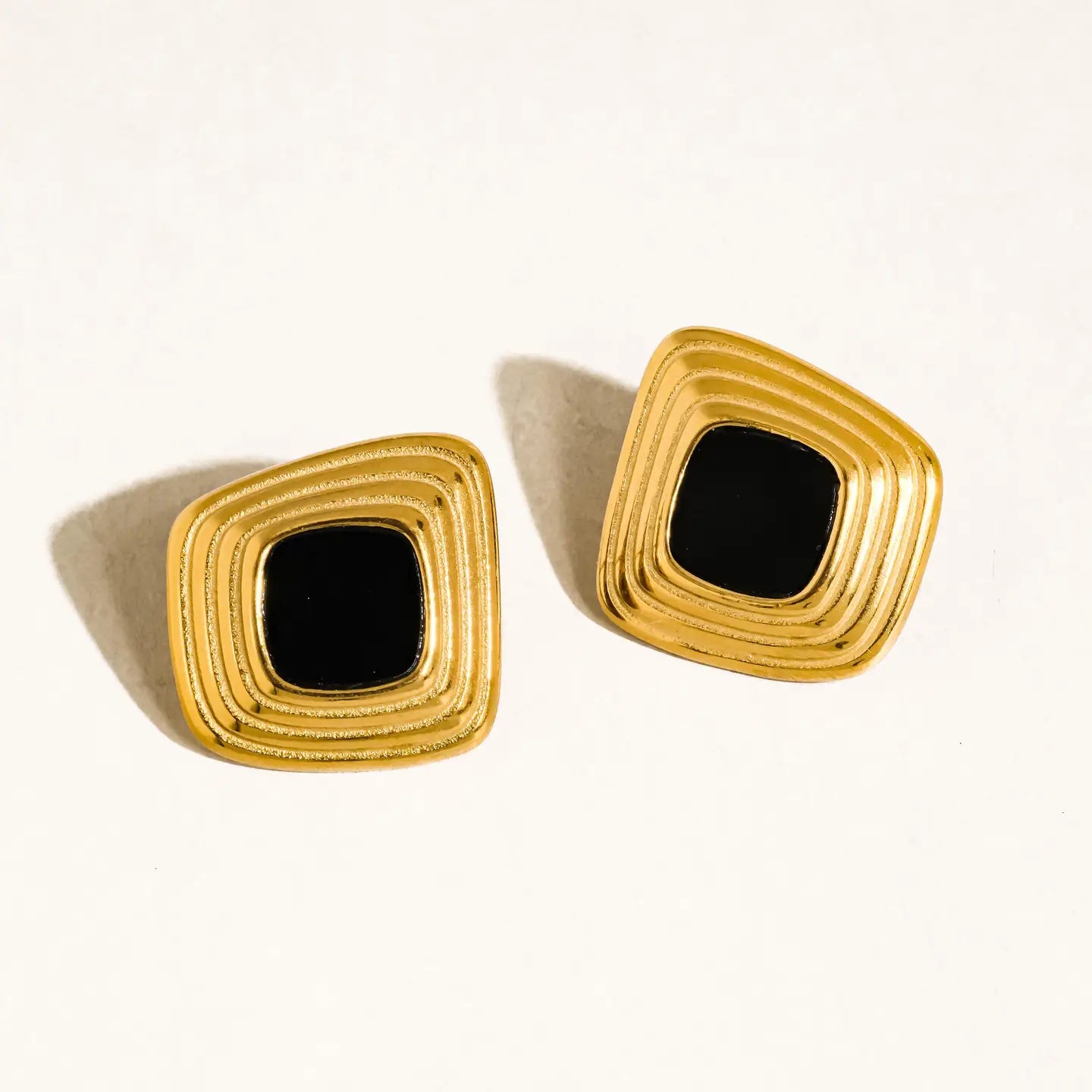Solenne Square Earrings In Classic Black or Crisp White