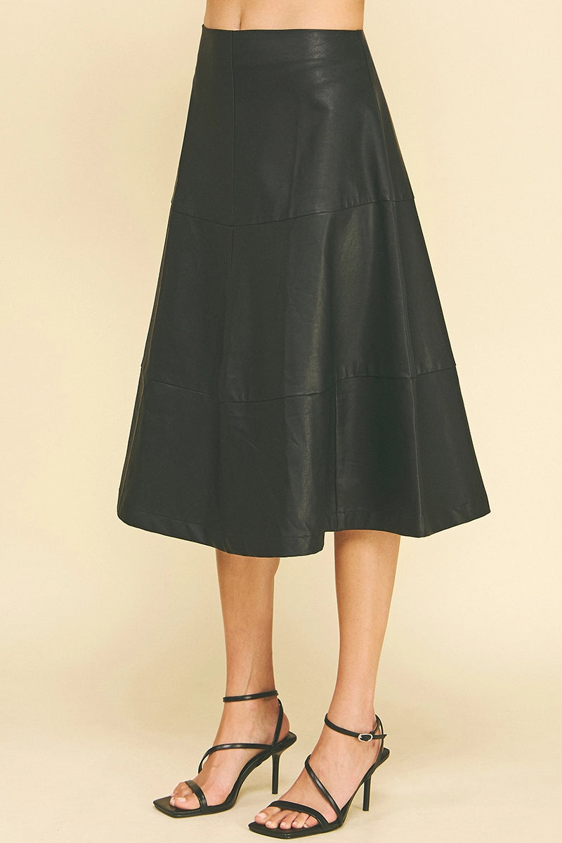 Faux Leather A-Line Skirt