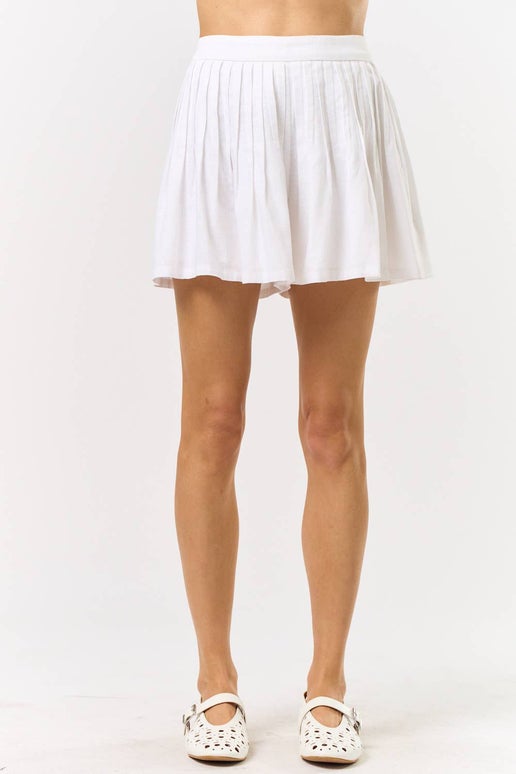 White Pleated Shorts