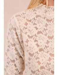 Lace top with floral pattern on a plain background