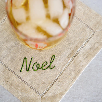 Peace, Joy, Merry, Noel Linen Coasters