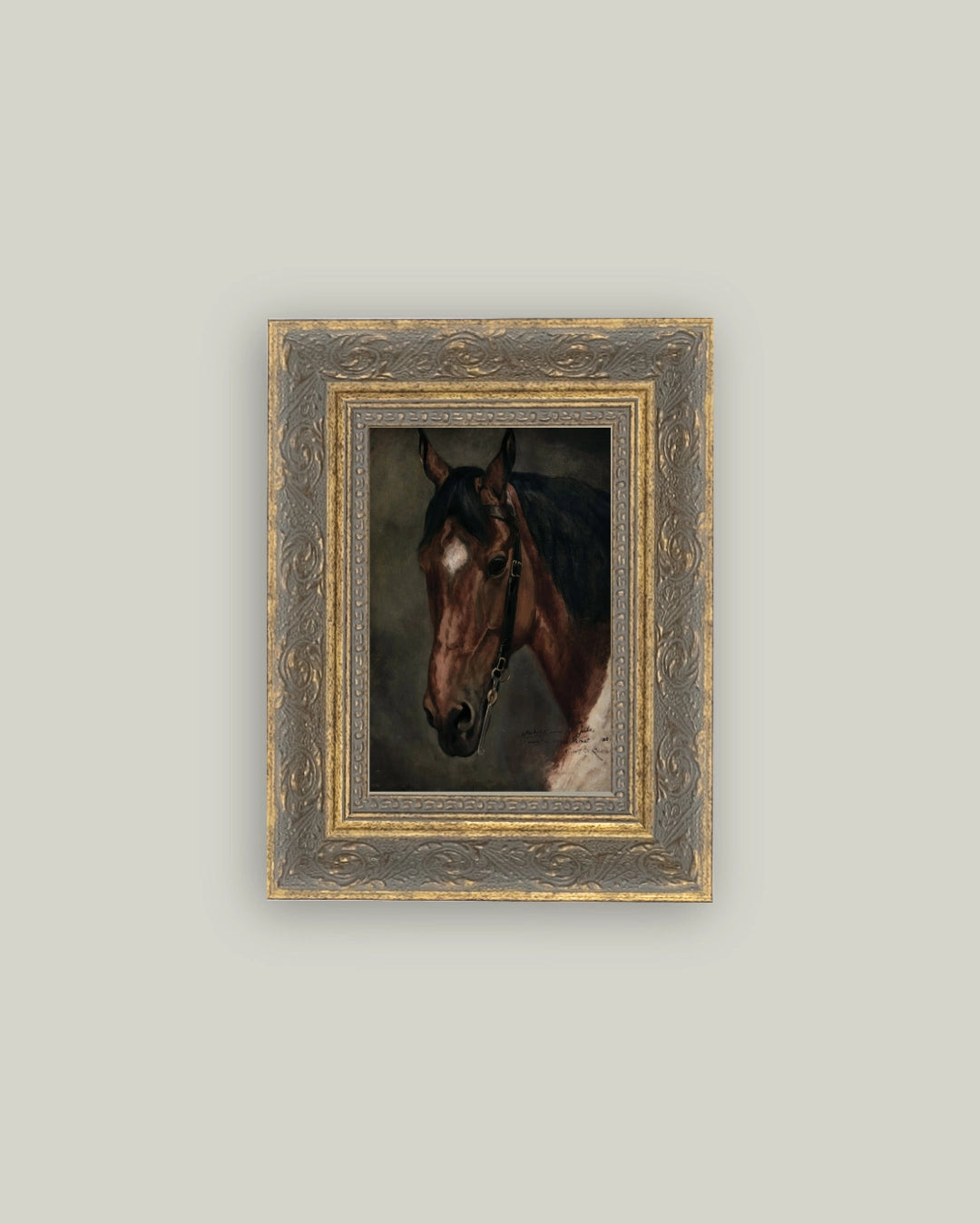 Horse Portrait Framed Antique Artwork