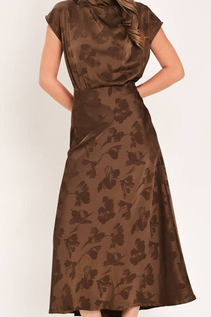 Chocolate Floral Jacquard Skirt