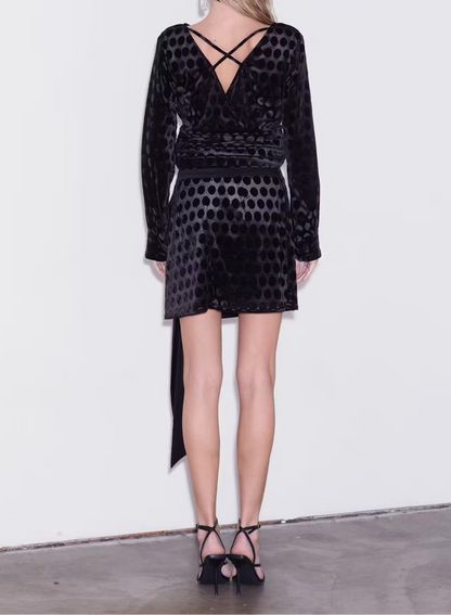 Black Velvet Polka Dot Skirt