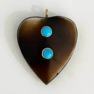 Brown & Turquoise Heart Pendant Charm