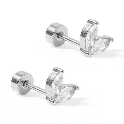 Nova Pear Screwback Stud Earrings | Gold & Silver