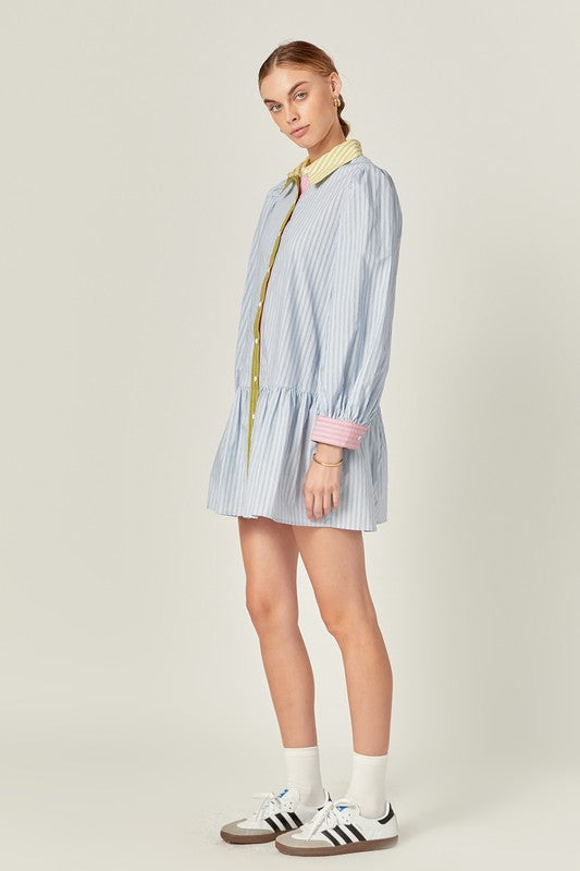 Light Blue Multi Mini Dress
