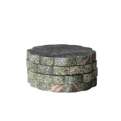 Green Marble Scalloped Coasters