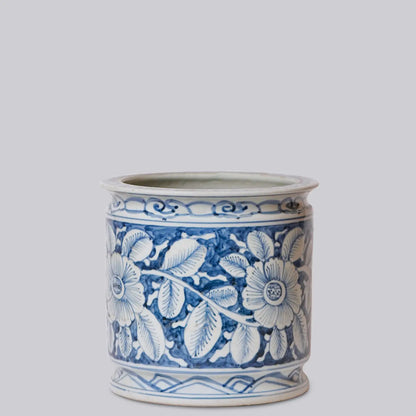 Magnolia Blue & White Floral Heirloom Cachepot