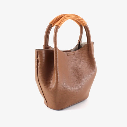 Caroline Faux Leather Mini Tote Bag | Cognac